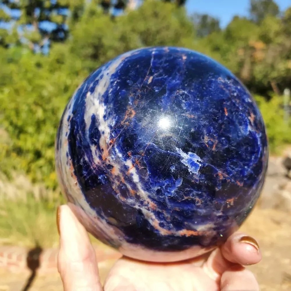 XL Dark Blue Sodalite Crystal Sphere 107mm 1840 grams
